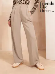 Friends Like These Camel Premium Elastic Back Tailored Wide Leg Trousers (AD7967) | $85