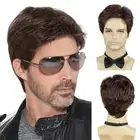 Men's Brown Wigs, Short Men Wig Heat Resistant Synthetic Layered Natural Hair...