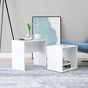 vidaXL 2-Piece Coffee Table Set with Additional Storage, Compact Design in Engineered Wood, White