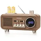 Portable Vintage FM Radio with Clock, Retro Bluetooth Speaker Radios with 2 W...