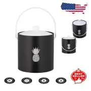 Versatile 3qt Ice Bucket in Black with Acrylic Lid - Perfect for All Gatherings