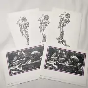 GRAVE TIDINGS Hand Made Cards Madam Death Skull & Bones goth macabre Halloween