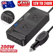 Car Truck Power Inverter 12V to 240V AC Converter 200W With 4 USB Phone Charger