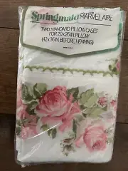 Vintage Springmaid Pillowcase Set NEW Romantic Pink Roses Floral Standard Case