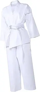 [GAROZATION] Karate Uniform Set for Adults Breathable Comfortable Elastic Waist Belt Portable Sports Training Clothes White