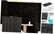 Modern 3D Wall Panels - Faux Stone Look, Waterproof PU Wainscoting Deep Black