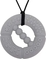 Panny & Mody Chew Necklace for Boys and Girls, Silicone Sensory Chew Necklace Chewable Jewellery, Silicone Teething Ring Chewy Pendant for Autism ADHD Sensory Oral Motor Aids(Grey)
