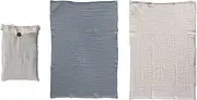 [Creative Co-Op] Cotton Double Cloth, Set of 2 in Bag, Charcoal and Taupe Tea Towels, 28" L x 18" W x 0" H, Black & Cream