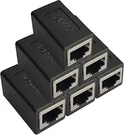 DEFACE RJ45 Coupler 6 Pack Cat8 Cat7 Cat6 Cat5e Female to Female Ethernet Adapter Black