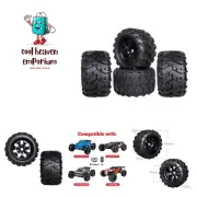 PreGlued 3.2 17mm Hex RC Monster Truck Wheels and Tires Set for 1/8 Scale Arr...