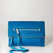 Rebecca Minkoff Regan Women's Clutch Genuine Leather Lake Blue