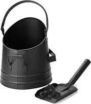 Mind Reader Fireplace Ash Bucket and Shovel, Wood Stove, Fireplace Accessories, Metal, 10" L x 10" W x 11.25" H, 2 pcs, Black