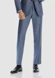Canali Men's Blue Classic-Fit Sharkskin Suit Separate Pants Size 37W