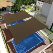 Brown 2-15' Rectangle Sun Shade Sail Canopy UV Blocker Cover Patio Pool Outdoor