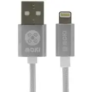 Moki Braided King Size Lightning SynCharge Cable 3m - Silver
