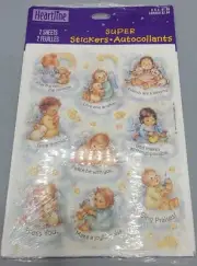 New Unopened Package 2 Sheets Vintage Super Stickers Hallmark Glitter Cherubs