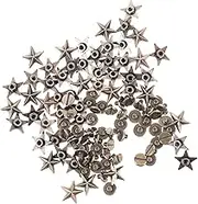 HOODANCOS DIY Punk Spikes Kit 50pcs Alloy Star Studs for Clothing Shoes Belt Bag Decorations