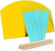 Landisun Fruit-Fly Sticky-Trap 36pc Outdoor Indoor Yellow Sticky Insect-Trap Bug-Killer Catcher for Wasp Mosquito Ant Fungus Gnat Trap Roach Whitefly Aphid Leaf Miner Dual-Sided Twist Ties Included