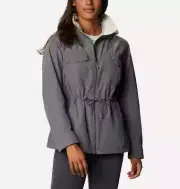 New Columbia Women's Tanner Ranch Lined Jacket City Gray Size L Sherpa Collar