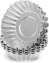 Egg Tart Mold, Double Sided Tin Surface 7cm Diameter Mini Cupcake Molds, Uniform Thermal Conductivity Cake Baking Tool for Muffin, Dessert (20)