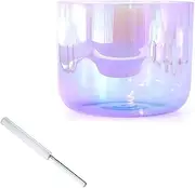 432Hz Clear Gradient Purple Alchemy Sound Bowl, Crystal Singing Bowl for Yoga Meditation & Sound Healing, Quartz Chakra Bowl with Free Acrylic Striker & O-Ring (Color : F Note, Size : 7")