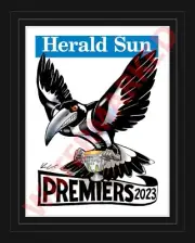 MARK KNIGHT FRAMED OFFICIAL 2023 COLLINGWOOD AFL GRAND FINAL PREMIERSHIP POSTER