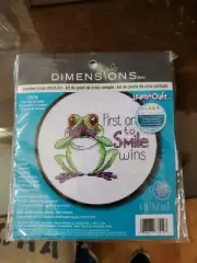 Dimensions Learn A Craft Counted Cross Stitch Kit First One To Smile Frog w/hoop