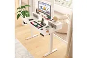 Advwin Electric Standing Desk with Monitor Stand and Drawers White