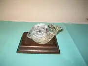 Vintage NWT Hallmarked WATERFORD CRYSTAL Conch Shell Paperweight & Pedestal
