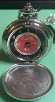 FORD F-100 FRANKLIN MINT POCKET WATCH BLACK & RED DIAL WATCH MSRP: $399