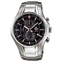 在飛比找momo購物網優惠-【CASIO】EDIFICE 雅緻科技三眼時尚運動錶-黑(E