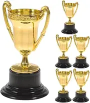 HANABASS 6 Pack Mini Trophy Cup Gold Award Plastic Trophy for Kids, Funny Gold Trophy Award for Party Favors Props Rewards