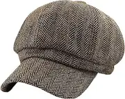 [BESTORI] Adjustable Beret Hats Vintage Wool Blend Newsboy Cap for Men 8 Panel Cabbie Hat