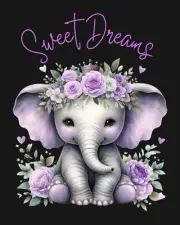 Baby Elephant Nursery Print PURPLE Cute Baby Shower gift Wall Art Decor Boy Girl