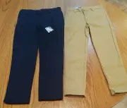 Boys IZOD Flat Front Uniform Pants-Navy Size 10 & Burnished Khaki Size 5