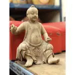 「華誠」ㄧ尺身 白身 拖椅神像 中壇元帥 三太子 樟木雕刻 金身 身像 肚兜