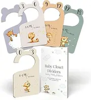 Tiny Trees Baby Wardrobe Dividers in Gift Box - 8X Unisex Clothes Dividers 0-24 Months - Newborn Gifts for Parents, Clothes Organiser and Nursery Closet Age Divider - Teddy Edition