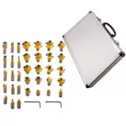 35PCS Router Bits 1/2" Shank Allen Keys Dovetail Core Box Wavy for Edge Bit Kit