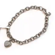 New DAVID YURMAN Cookie Classic Diamond Heart Chain Bracelet Silver Medium