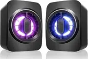 OFFSIR Computer Speakers,RGB PC Speakers, USB Powered 3.5mm Aux Speaker for Desktop, PC, Laptop, Tablet -Gaming Speakers | Clear Sound & 7-Color Dynamic Lighting