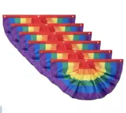 6 Pcs Bunting Half Fan Pleated Banner Rainbow Pride LGBT+ Flag Set