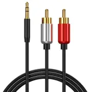 3.5mm to 2-Male RCA Adapter Audio Stereo Cable fit Smartphone to PC Adapter