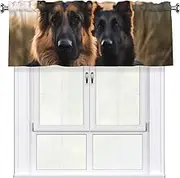 LHBWCVN Animal German Shepherd Valances for Windows, Rod Pocket Window Treatment Drapes Farmhouse Kitchen Curtains Short Blackout Window Curtains for Living Room Bedroom Decor 54x18 Inch