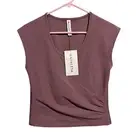Athleta NWT Bayview Tee Shirt Mauve Short Sleeve Faux Wrap Workout Top Women’s S