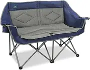 Northroad Folding Loveseat Camping Chair Portable Double Duo Full Padded Garden Chair for 2 Person Sofa w/ 2 Cup Holder,Wine Glass Holder,Mesh Storage,Support 600lbs for Picnic Beach Travel (Blue)