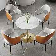 YUGXTH Office Reception Room Club Table and Chair Set, Round Office Table with Chairs Set of 5, Office Table and Chair Set Business Coffee Table, for Dining Room Home(Orange,60cm/23.6in)