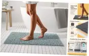 Plush Shaggy Chenille Bath Mat | Extra Soft, 3'3" x 2' (Rectangular) Spa Blue