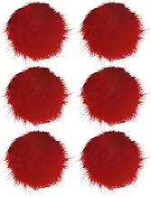 uxcell 6-Pack Faux Fur Pom Poms, 1.2 Inch/ 3.9 cm Soft Fluffy Pompoms Balls with Elastic Loop for Hats/Bags/Keychains/Knitting Accessories/DIY Crafts [Red]