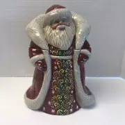 BLUE SKY Sleigh Bell Bistro Santa Claus Ceramic Cookie Jar 10.5 X8” (RARE)