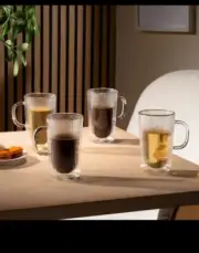 4X 4Pack Bodum Double Wall Glasses with Handle, 13.5 Fl Oz – Insulated Glass
